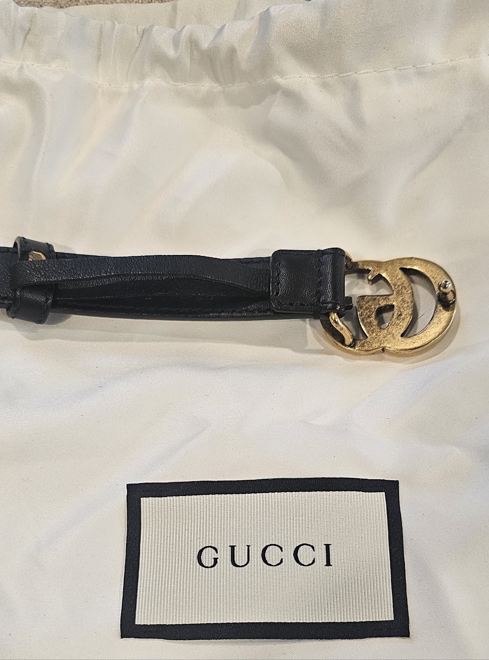 Gucci Marmot Black Leather Belt with Gold Double G Buckle - Picture 8 of 8